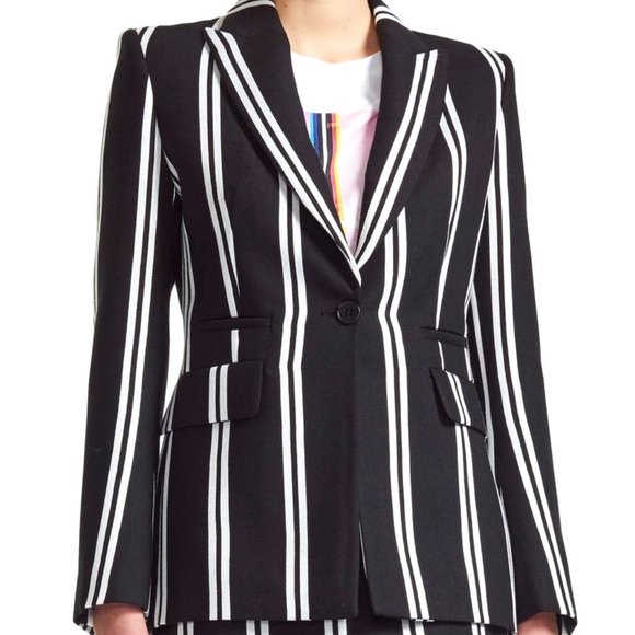 Maje Vakila Linen Blend Striped Blazer